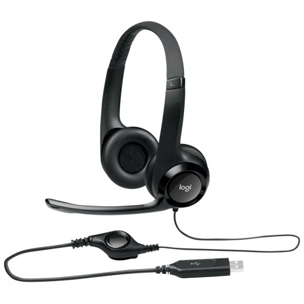 Logitech auricular+mic h390 usb negro