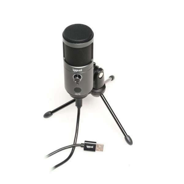 Iggual micrófono condensador podcasting pro gris